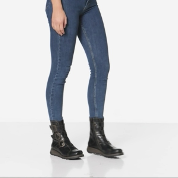 NEW Fly London Biker Three Buckle Leather Side Zip Boot Sz 37 6.5 - 7 US NIB - Picture 8 of 16